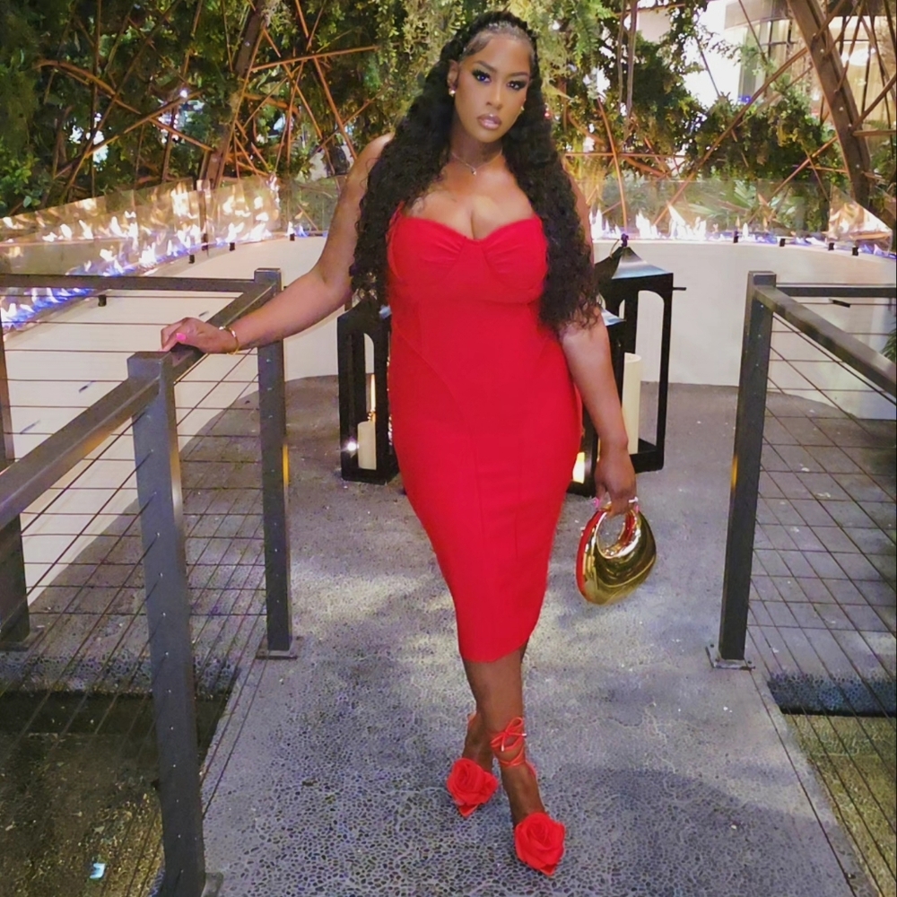 Fashion Nova Bold Red Midi Dress